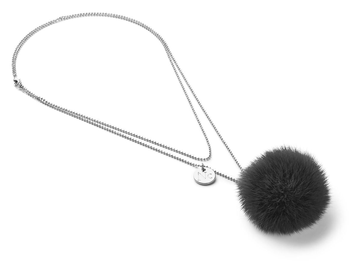 Pom Pom Halsband Mörkgrå