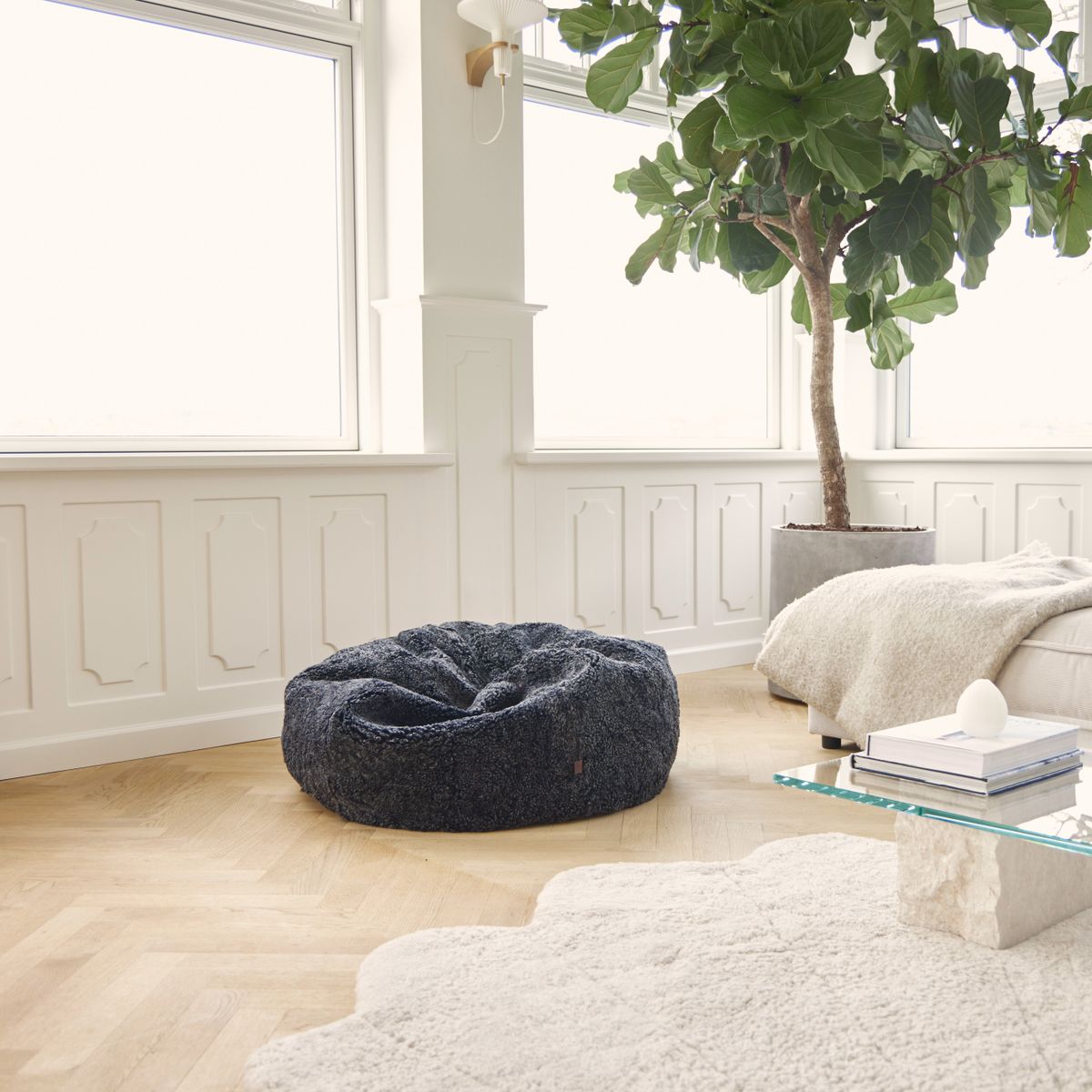 Runda saccosäck | Kort lugg | Nya Zealand | 73x74 cm & 93x92 cm Koksgrå