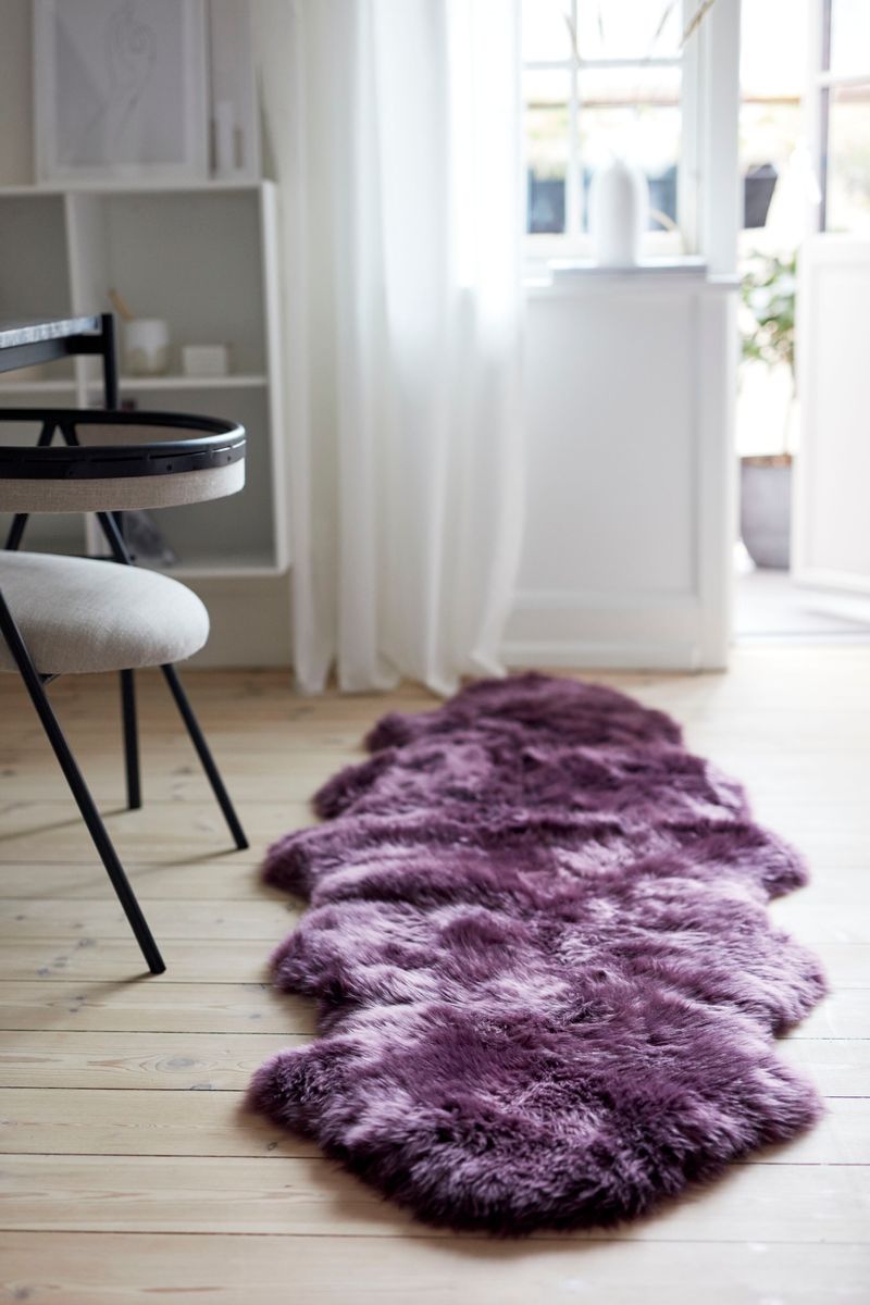 Lång Lugg Fårskinn Matta 180 cm Aubergine