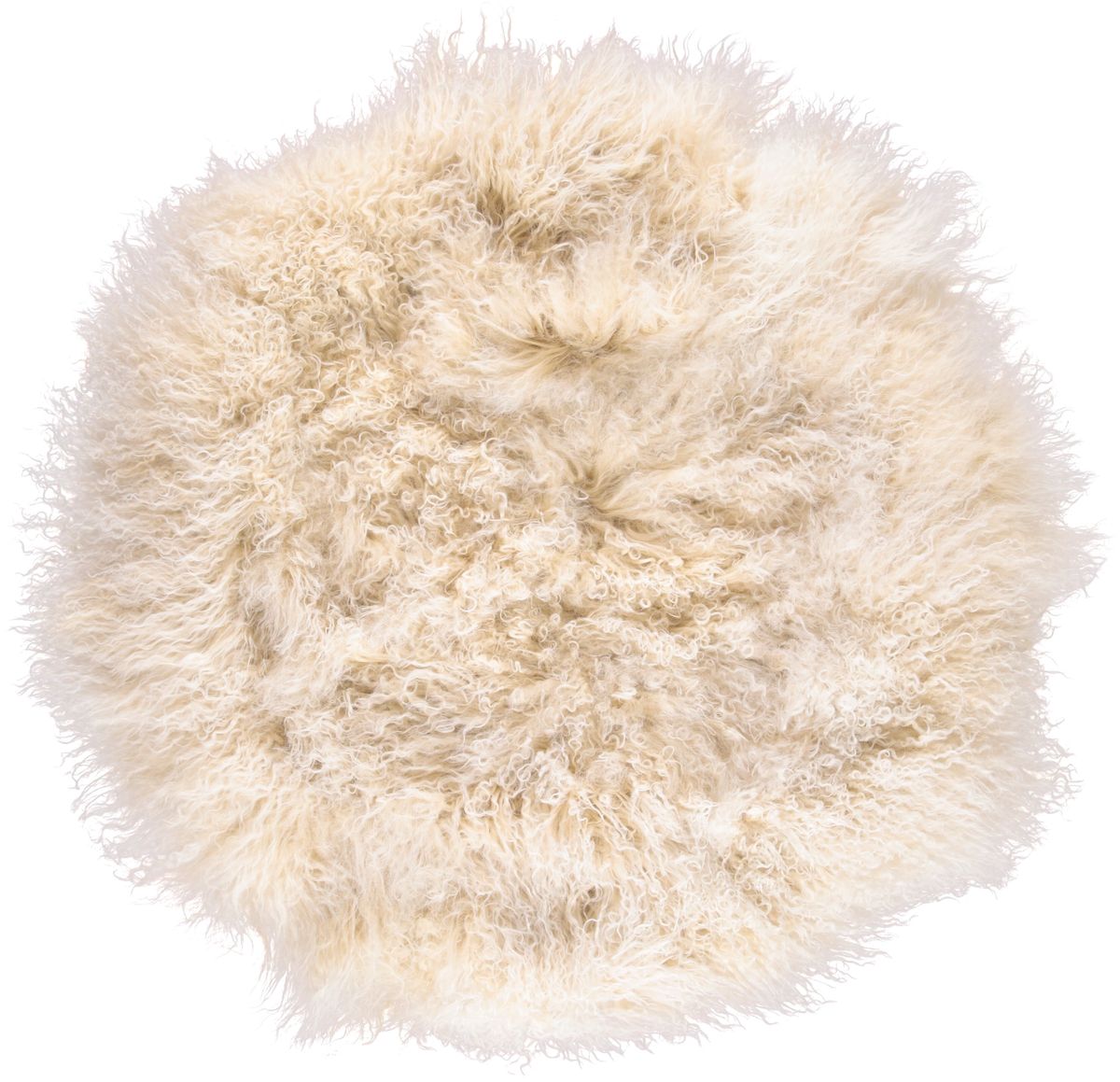 Fårskinnskudde | Lockig | Tibet | Ø38/45/62 cm Gyllene Vit