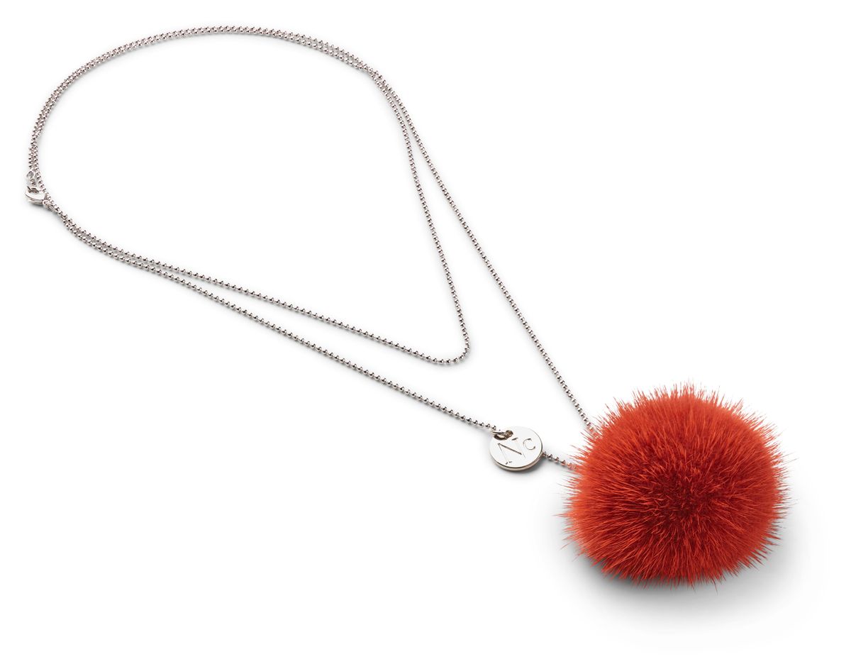 Pom Pom Halsband Tegelröd