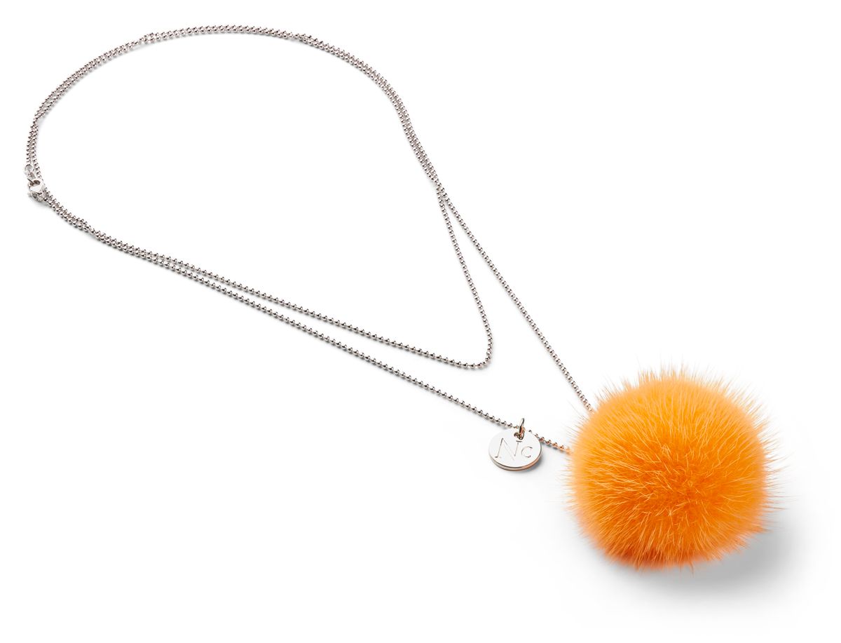 Pom Pom Halsband Orange