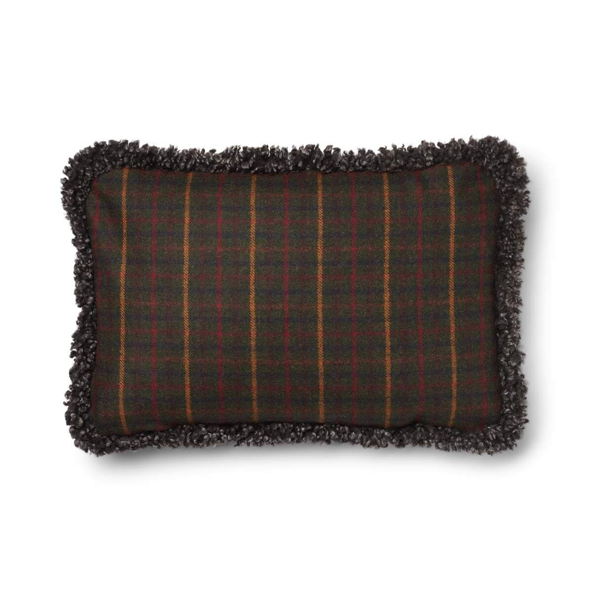 Checked Collection | Ullkudde | Kort lugg | 52x52 cm | 34x52 cm Rutig Mörkgrön / Cappuccino