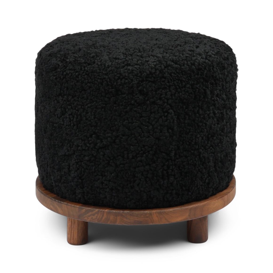 Simon pouf | Kort lugg | D46xH42 cm Svart