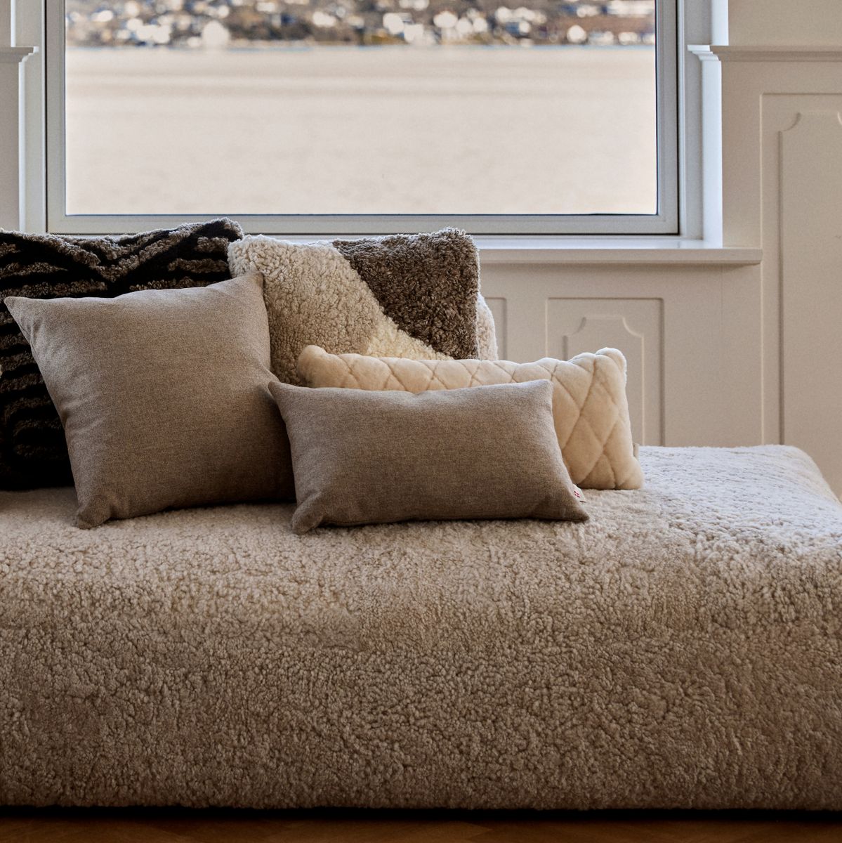 Classic Dubbelsidig Fårskinn Kudde Beige