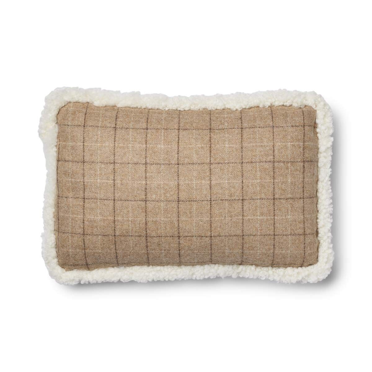 Checked Collection | Ullkudde | Kort lugg | 52x52 cm | 34x52 cm Rutigt / Beige / Vit