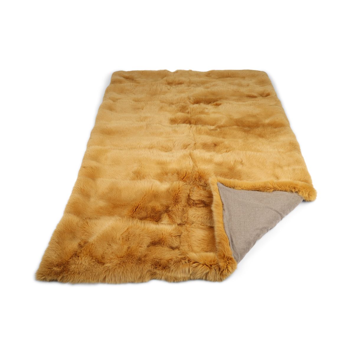 Premium rävskinnspläd | Kasmirbaksida | Mustard | 240x170 cm