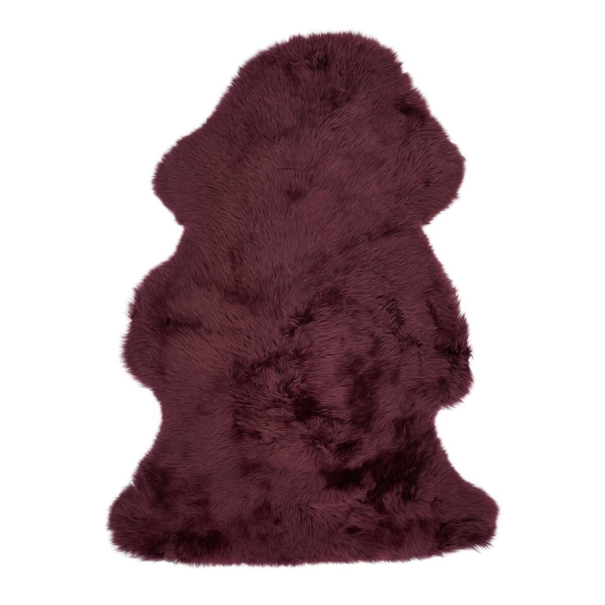 Lång Lugg Fårskinn Matta 115x60 cm Aubergine