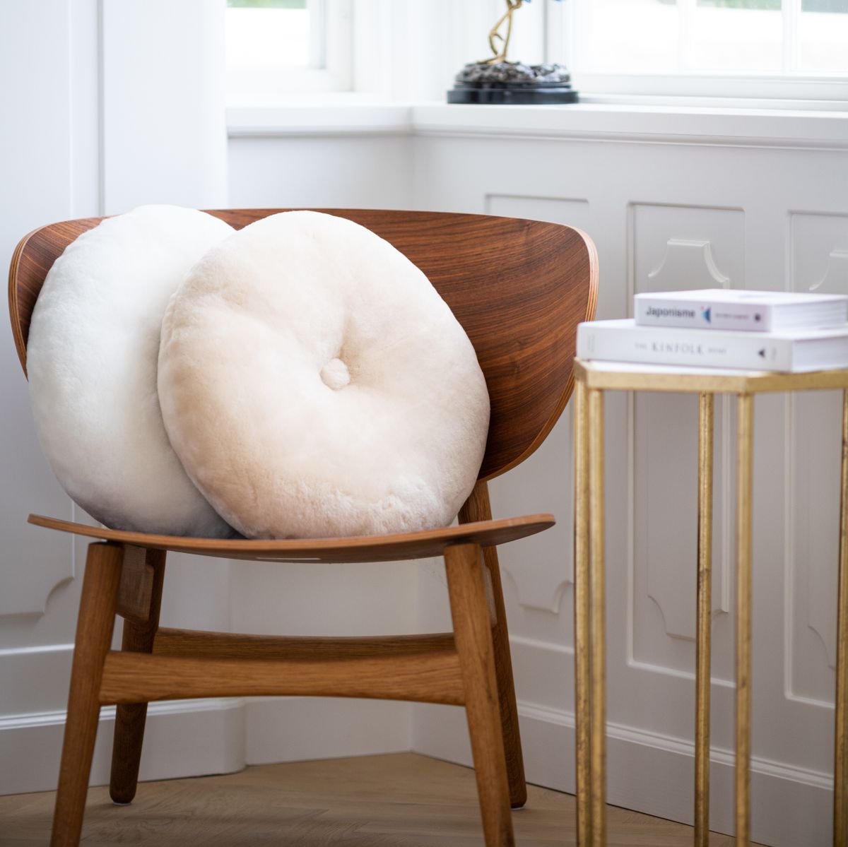 Mockasin Fårskinn Kudde Kastanj