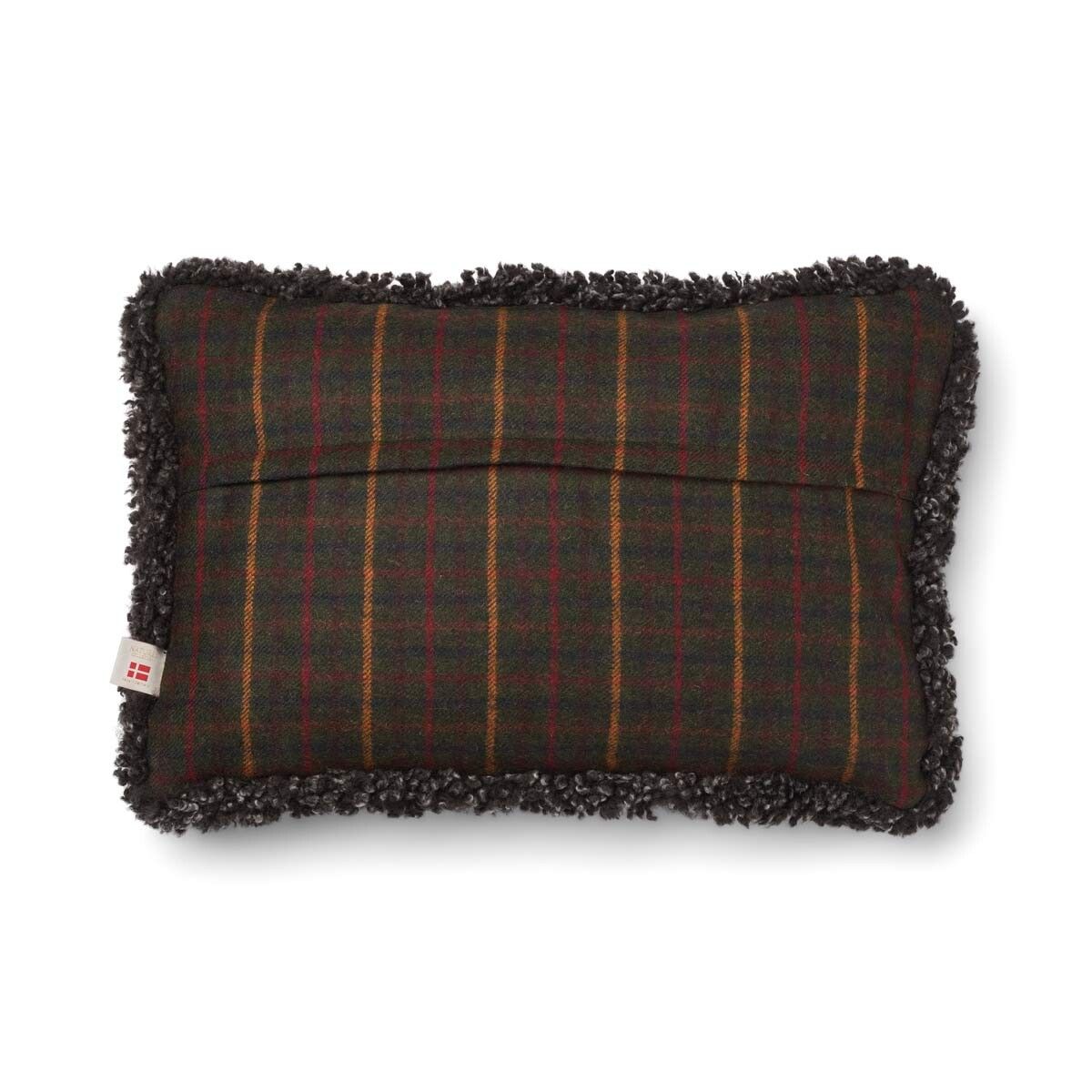 Checked Collection | Ullkudde | Kort lugg | 52x52 cm | 34x52 cm Rutig Mörkgrön / Cappuccino