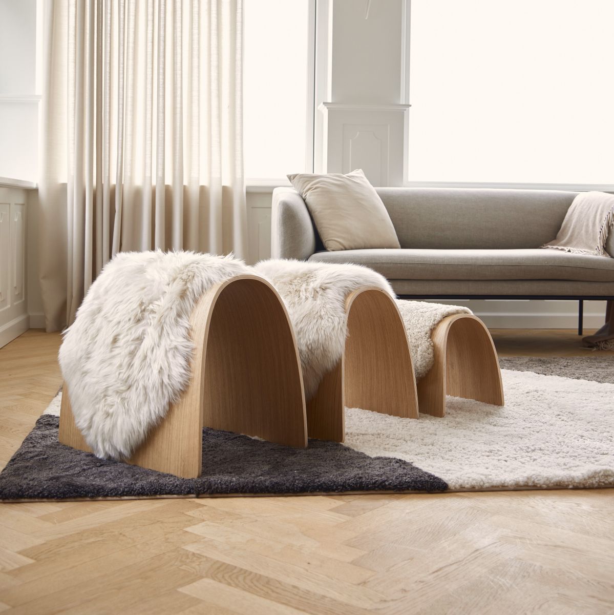 Sheep Stool cover | Lång lugg | Nya Zeeland Svart